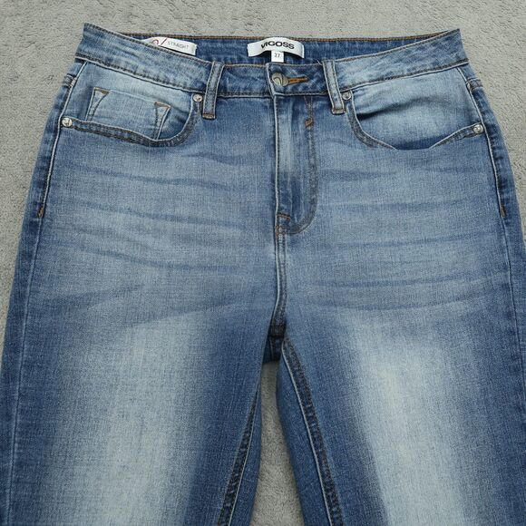 VIGOSS Jeans Women's Size 27 Blue Mid-Rise Ace Straight Denim 30" Inseam Destroy - Picture 15 of 16